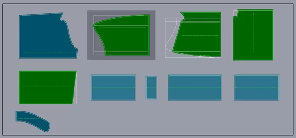 Sofas pattern details made in patternmaking program LECTRA